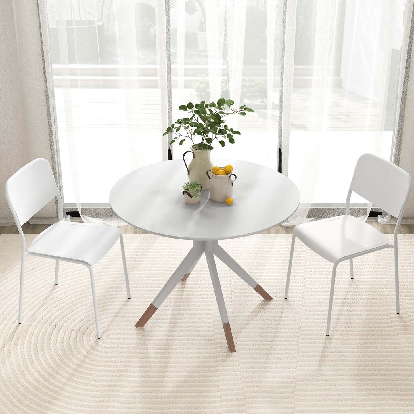 Costway Modern Dining Chairs Set of 4 with Tilted Backrest & Sturdy Metal Legs Plastic Black/White