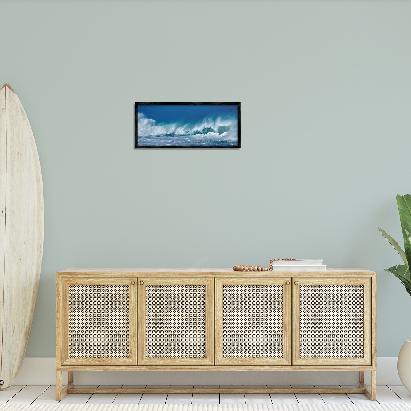 Stupell Industries Panoramic Tsunami Wave Splashing Framed Giclee Art