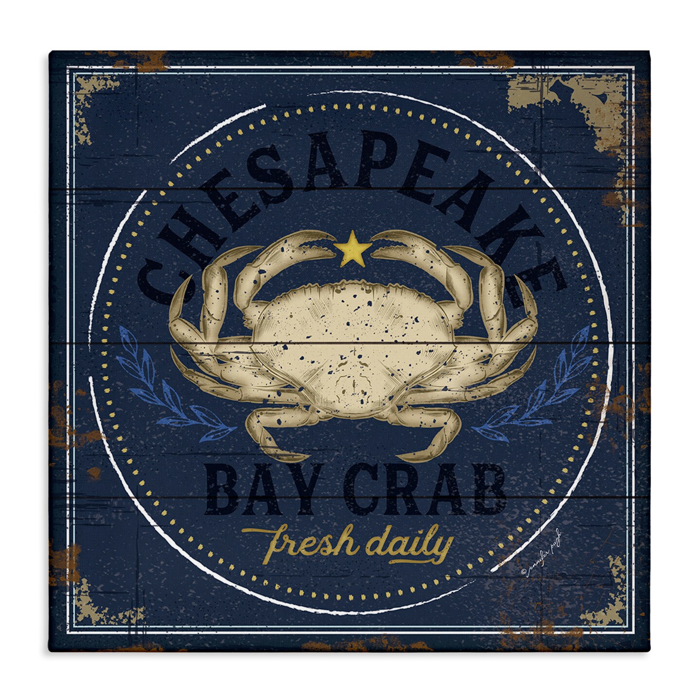 Stupell Industries Vintage Chesapeake Bay Crab Canvas Wall Art