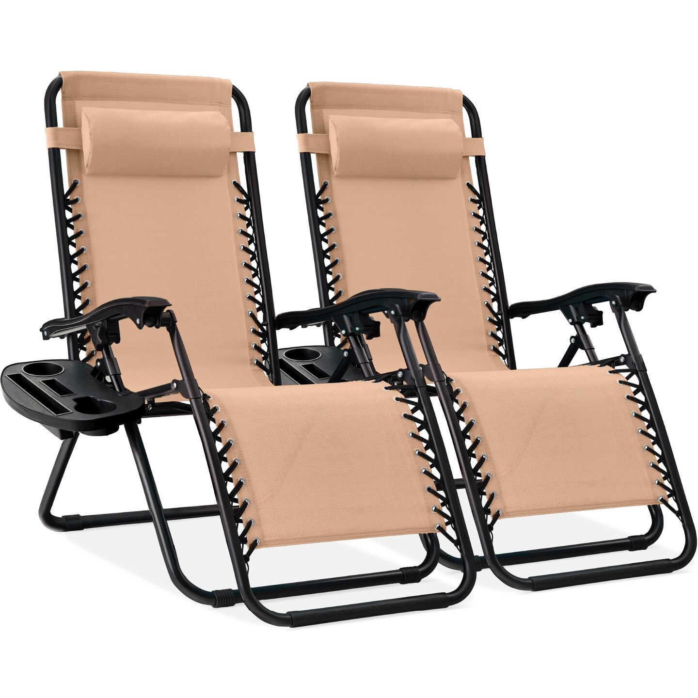 Best Choice Products Set of 2 Zero Gravity Lounge Chair Recliners for Patio, Pool w/ Cup Holder Tray