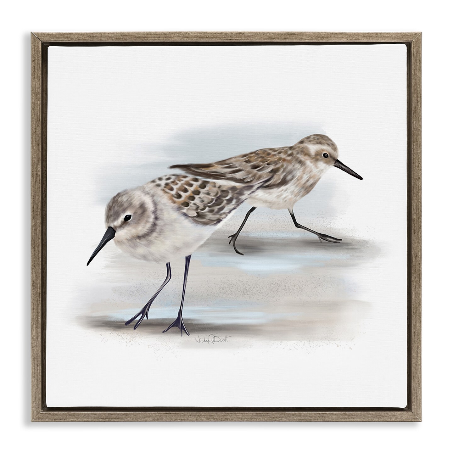 Stupell Industries Sandpiper Pair on Sandy Beach Framed Floater Canvas Wall Art