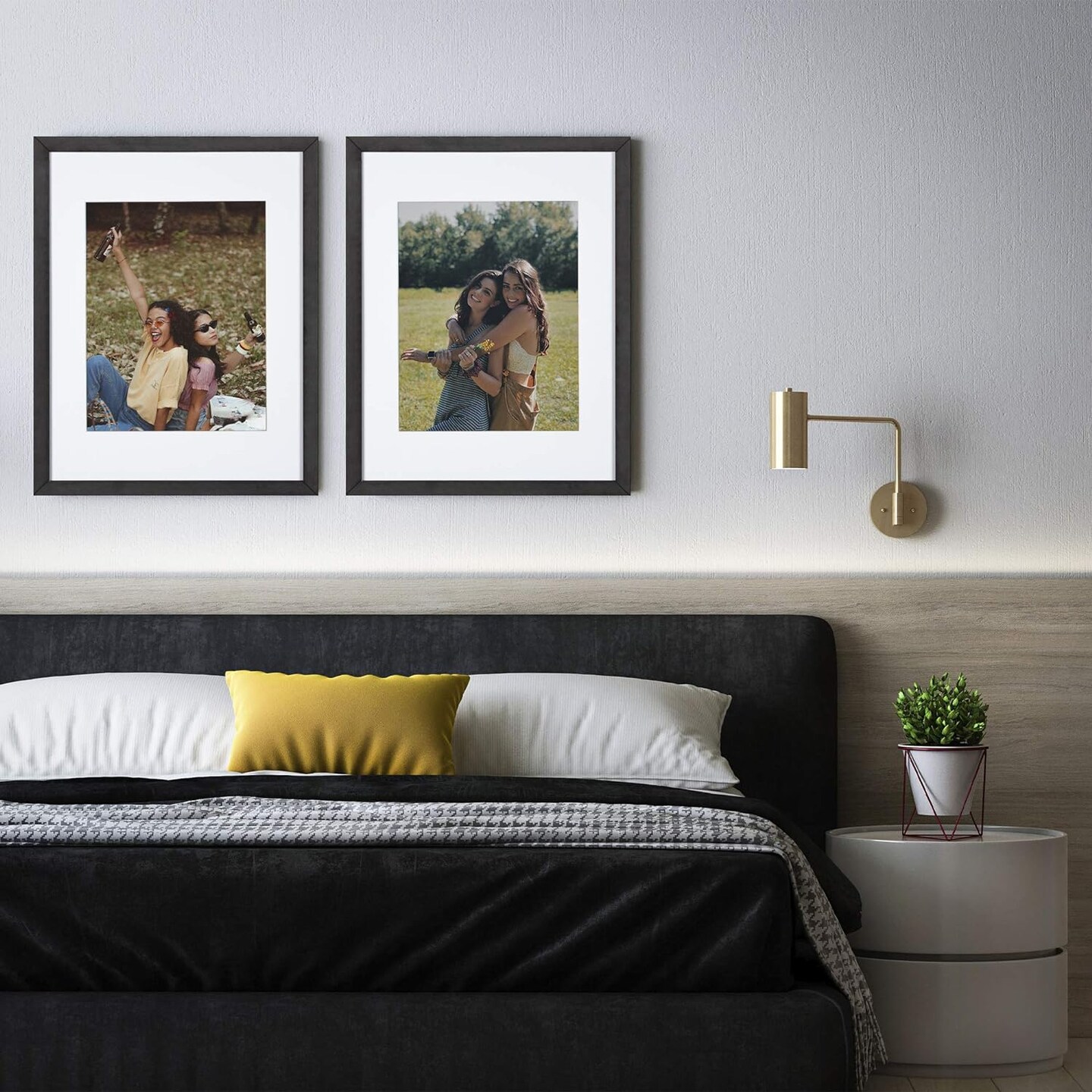 12x16 Frame 3 Pack, with Detachable Mat for 11x14 Pictures, Wall Mounting Charcoal Grey Photo Frame, Pre-Installed Hanging Hooks for Portrait or Landscape Mode