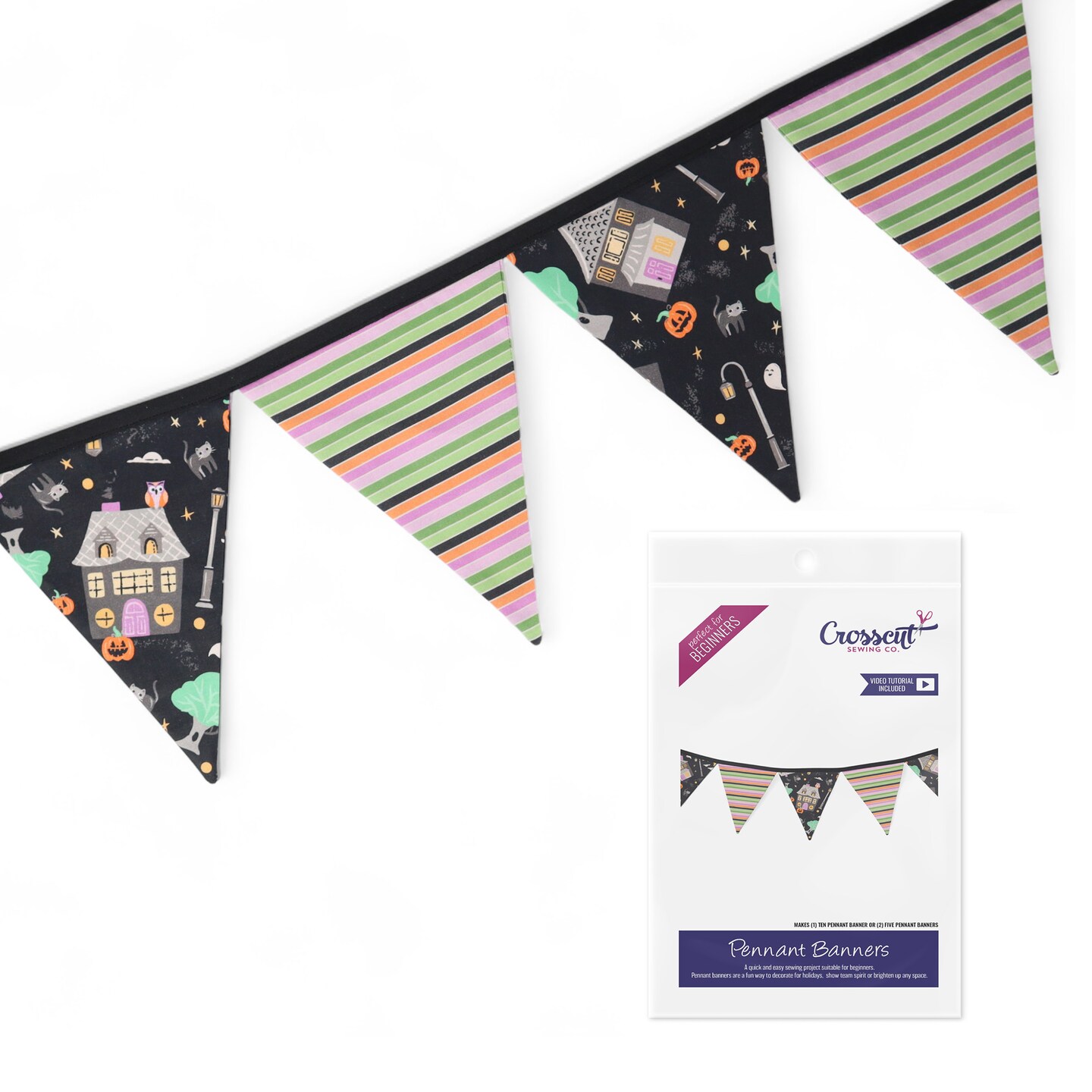 Crosscut Sewing Co. Monthly Pennant Banner DIY Sewing Kit - Sewing Project Kit for Beginners