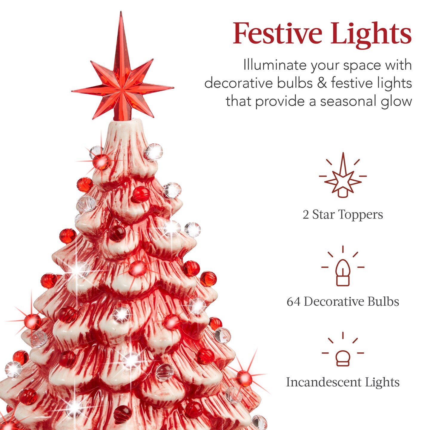 Best Choice Products 15in Ceramic Christmas Tree, Pre-lit Hand-Painted Holiday Decor w/ 64 Lights