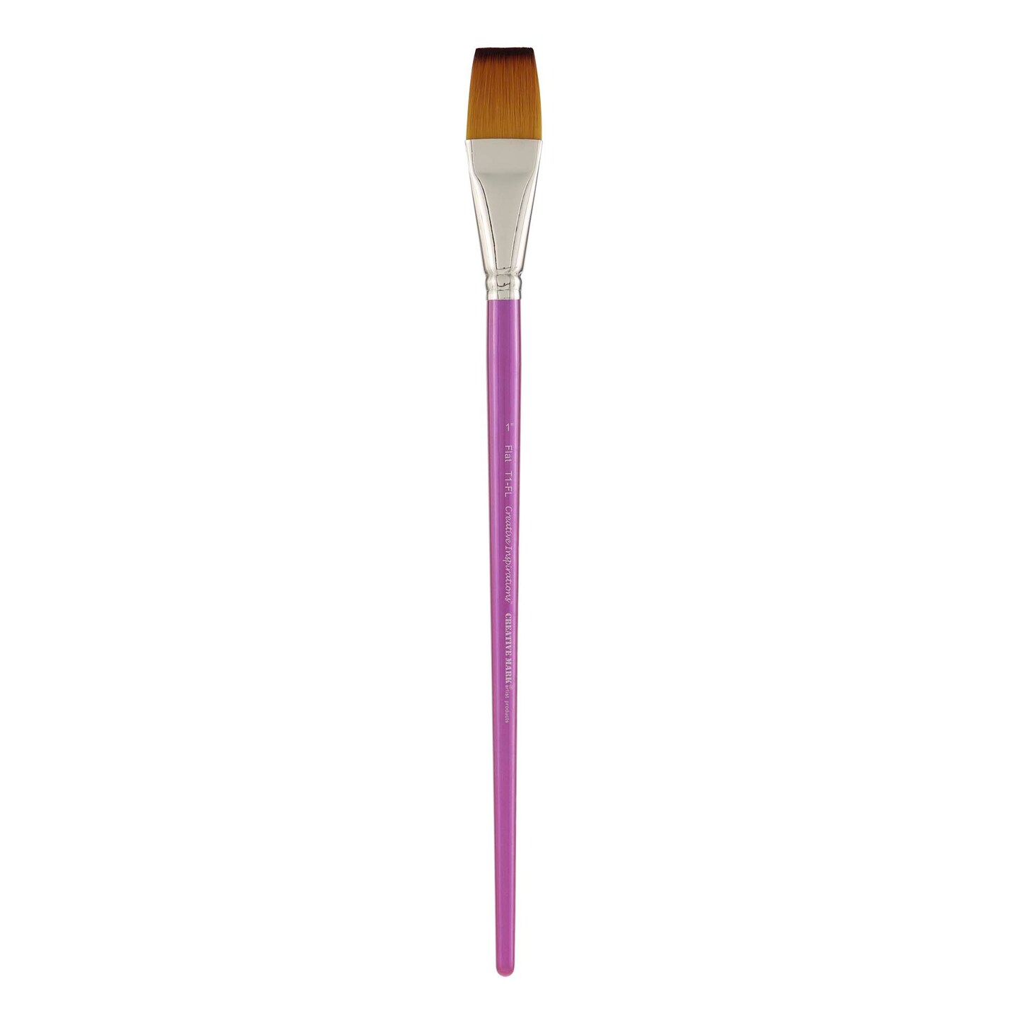 Creative Inspirations Dura-Handle Flat Long Handle Paint Brush - Solid Resin Handle, Synthetic Taklon Paint Brushes, Flat Brush for Oils, Acrylics, Watercolors - Handles Will Not Chip or Crack