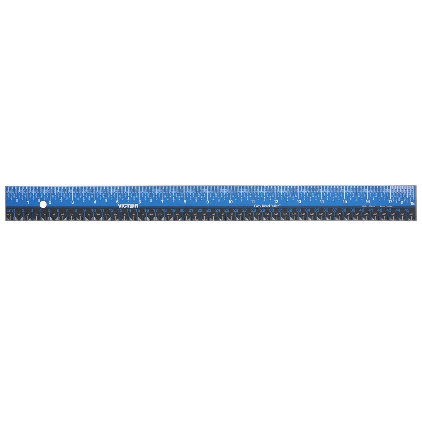 Easy Read&#x2122; Ruler, Stainless Steel, Blue/Black, 18&#x22;