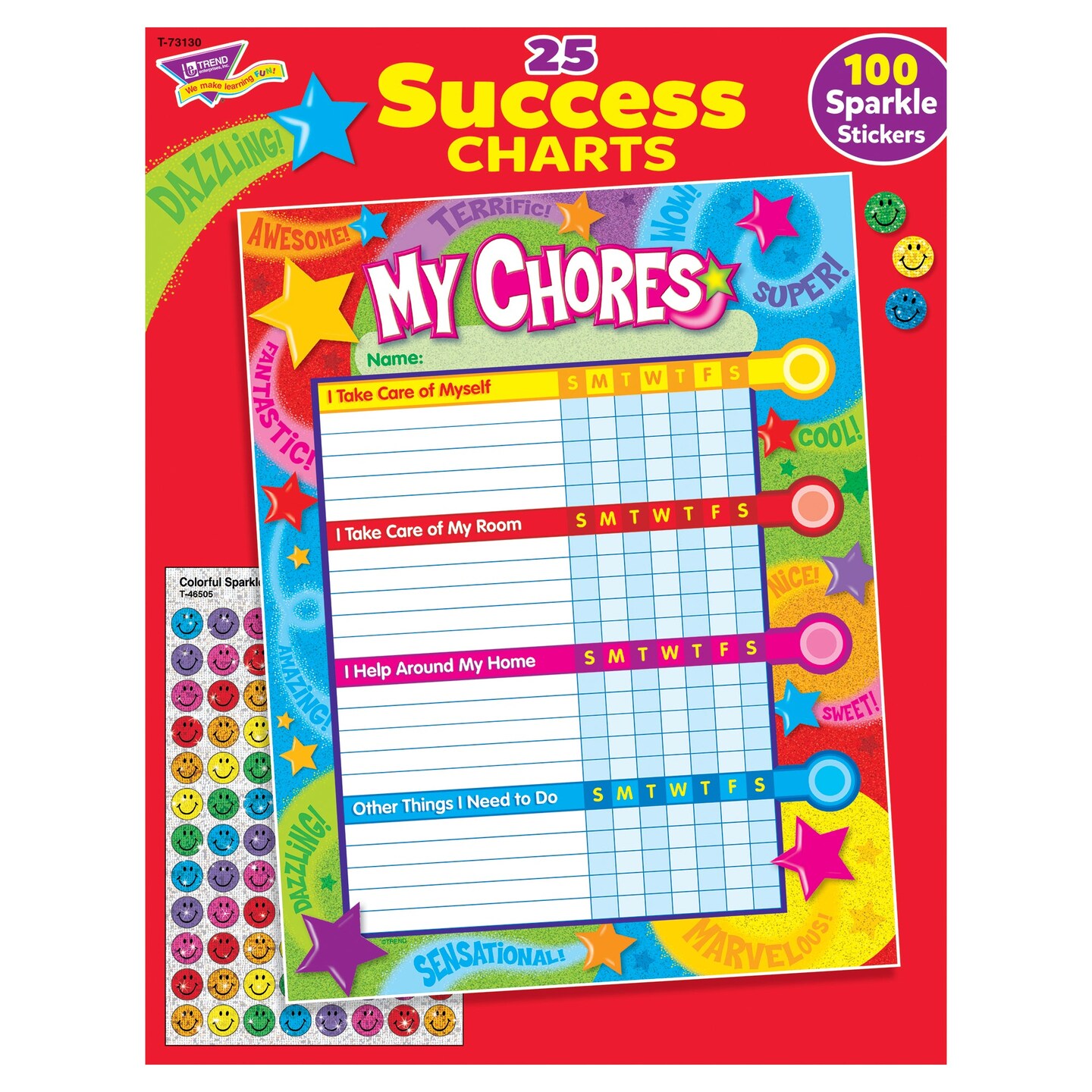 Praise Words &#x27;n Stars Chore Charts, pad of 25