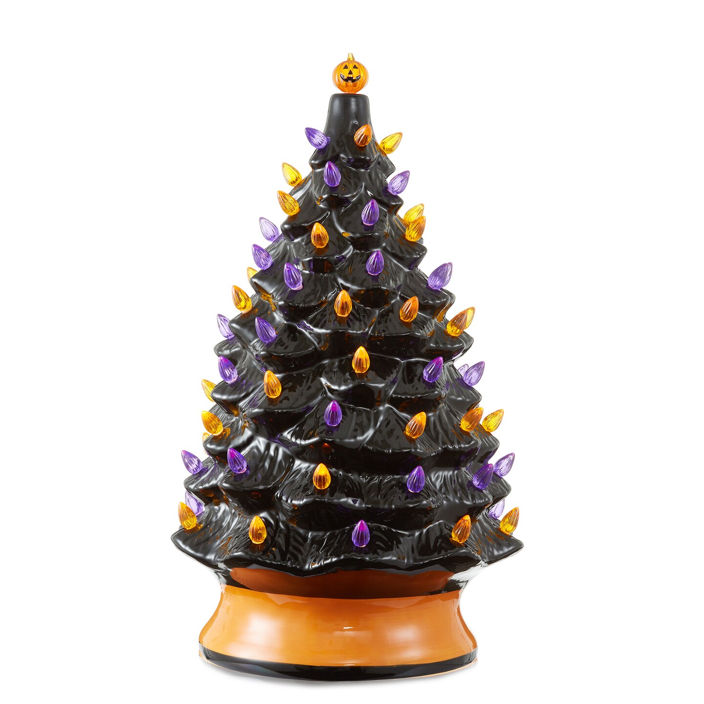 Casafield Hand Painted Ceramic Christmas Tree, 24-Inch Pre-Lit Tree with 148 Multi Color Lights and 2 Star Toppers