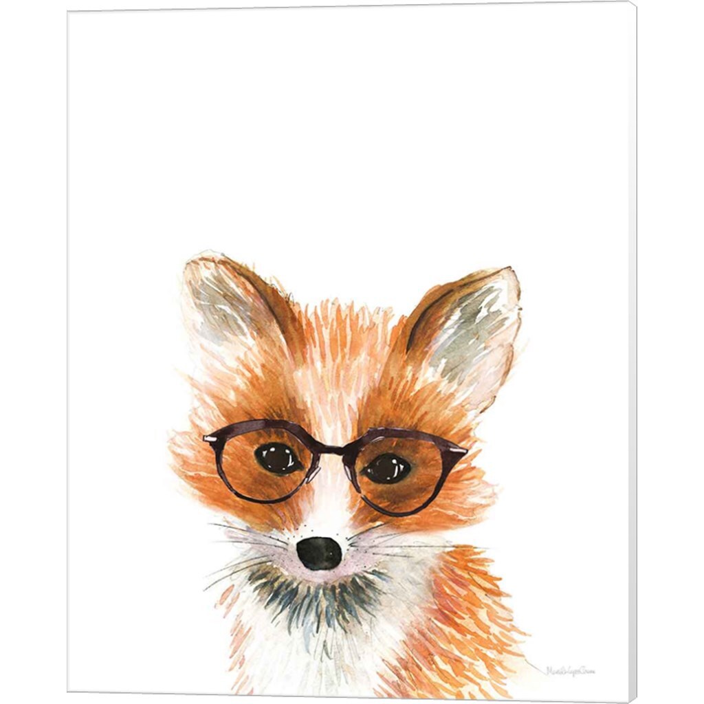 Fox &#x26; Hedgehog in Glasses by Mercedes Lopez Charro 12&#x22; x 15&#x22; Canvas Wall Art (Set of 2)