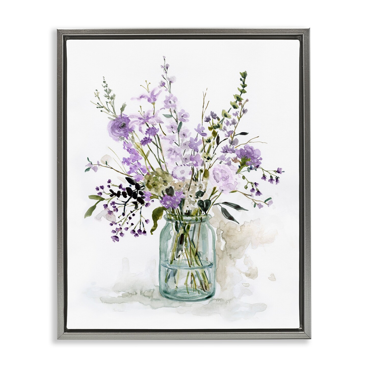 Stupell Industries Traditional Mixed Purple Botanicals Framed Floater Canvas Wall Art