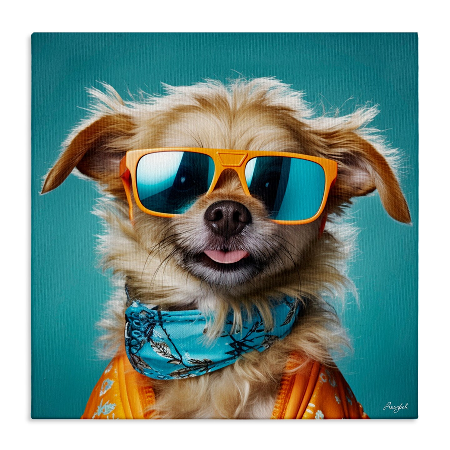 Stupell Industries Hipster Dog Portrait Canvas Wall Art, Size: 36
