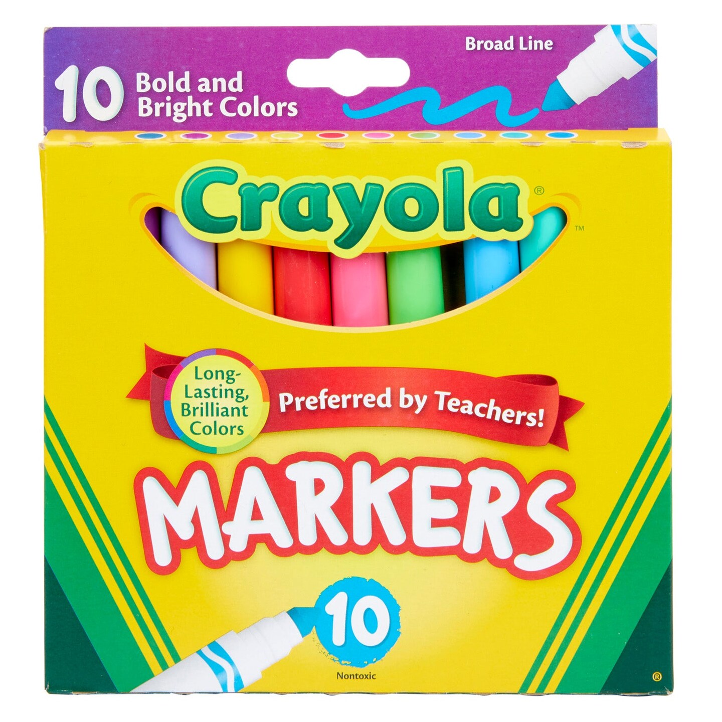 Broad Line Markers, Bold &#x26; Bright Colors, Pack of 10
