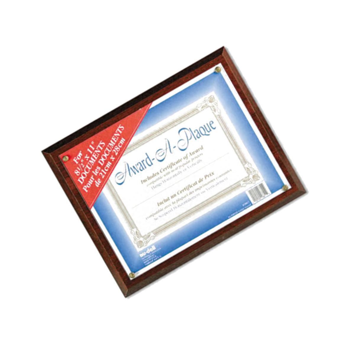 Nu-Dell  Award-A-Plaque Document Holder  Acrylic/Plastic  10-1/2 x 13  Walnut