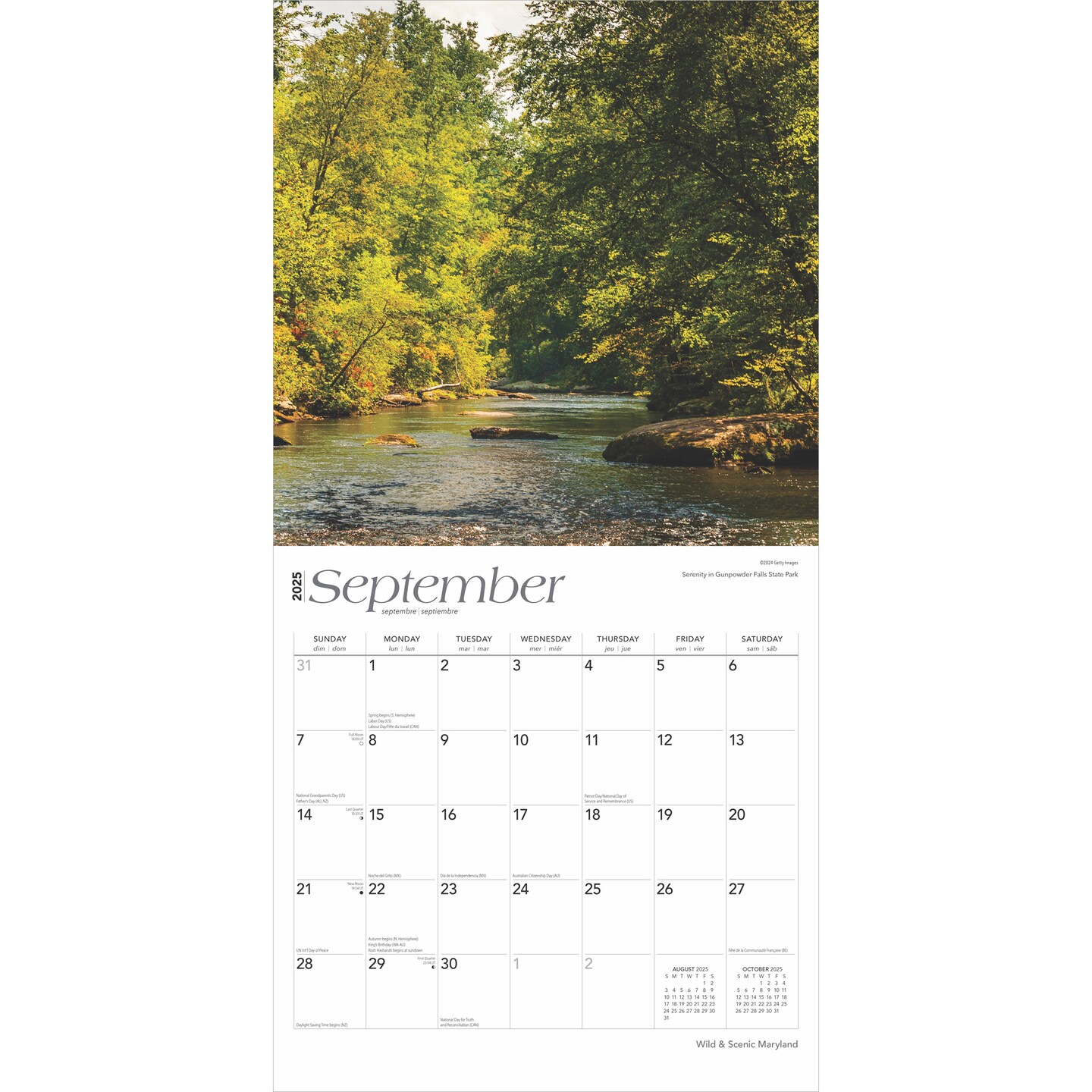 Maryland Wild &#x26; Scenic | 2025 12 x 24 Inch Monthly Square Wall Calendar | Plastic-Free | BrownTrout | USA United States of America Southeast State Nature