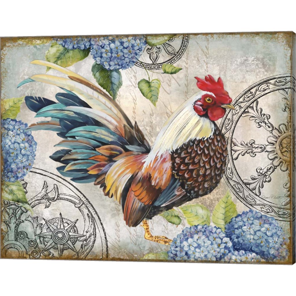 Ironwork Rooster 1 by Jean Plout 15" x 12" Canvas Wall Art (Set of 2)