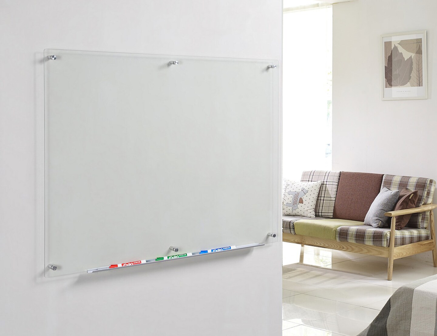 Audio-Visual Direct Clear Glass Dry-Erase Board Set - Includes Hardware & Marker Tray