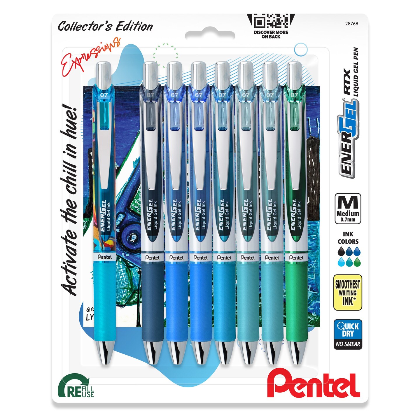 Pentel EnerGel RTX Retractable Liquid Gel Pens 0.7mm 8/Pkg