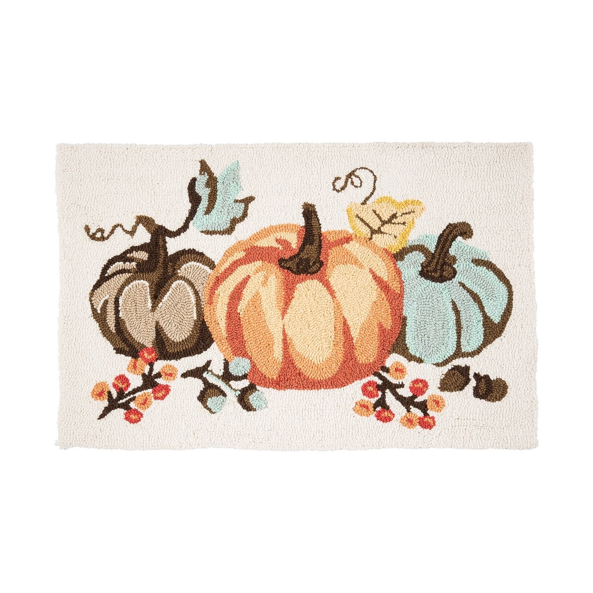 Classic Traditional Trio of Pumpkins on the Vine Harvest Fall Acrylic Indoor Accent Rug, 2 x 3 ft.