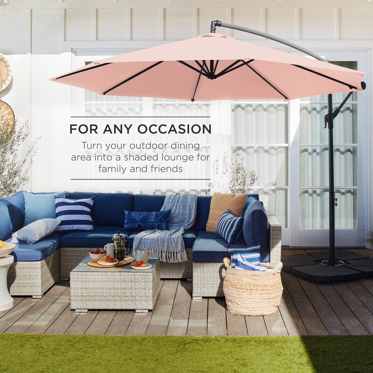 Best Choice Products 10ft Offset Hanging Outdoor Market Patio Umbrella w/ Easy Tilt Adjustment