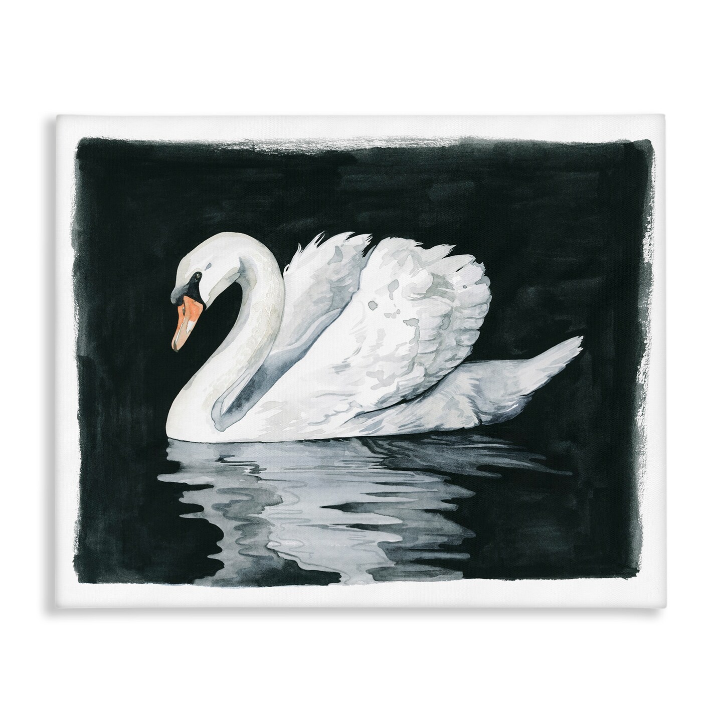 Stupell Industries Beautiful Swan Black Reflection Canvas Wall Art