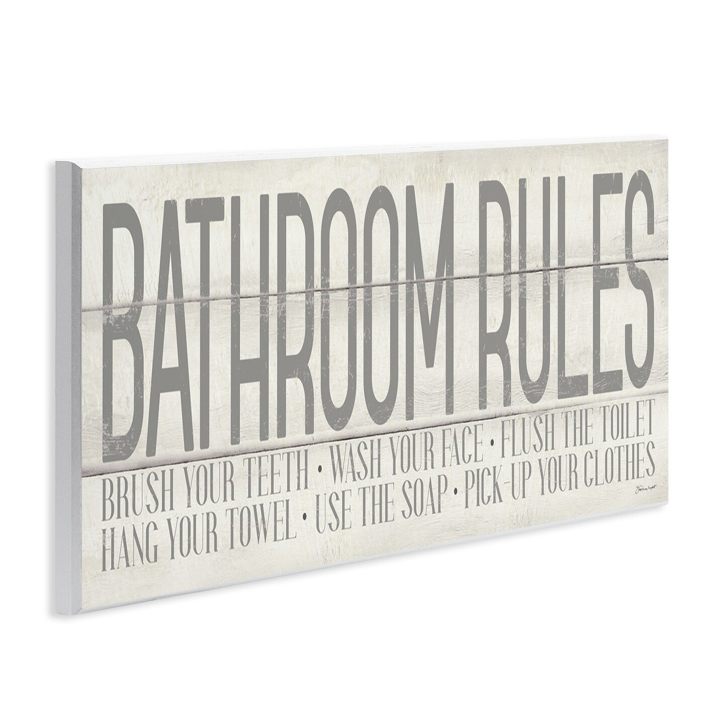 Stupell Industries Planked Style Bathroom Rules Wall Plaque Art