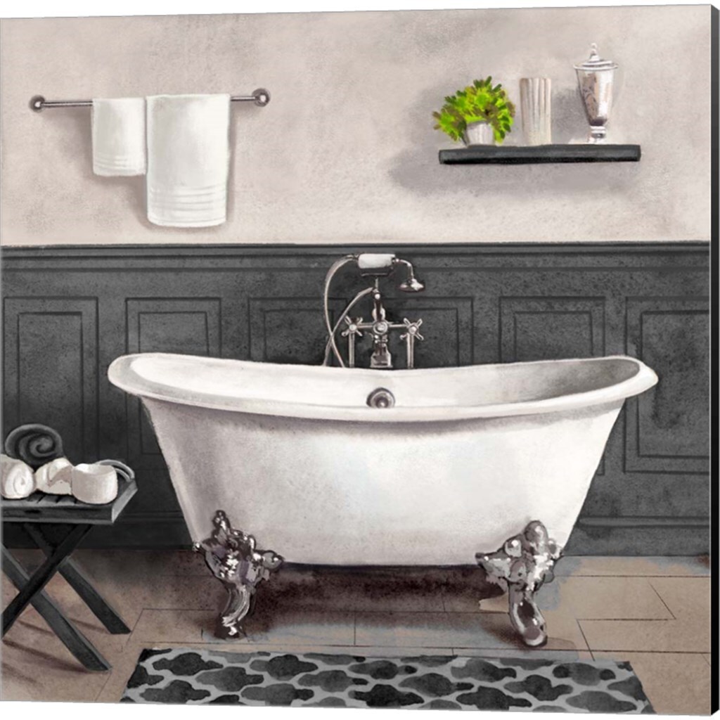 Serene Bath Black & White by Bannarot 14" x 14" Canvas Wall Art (Set of 2)