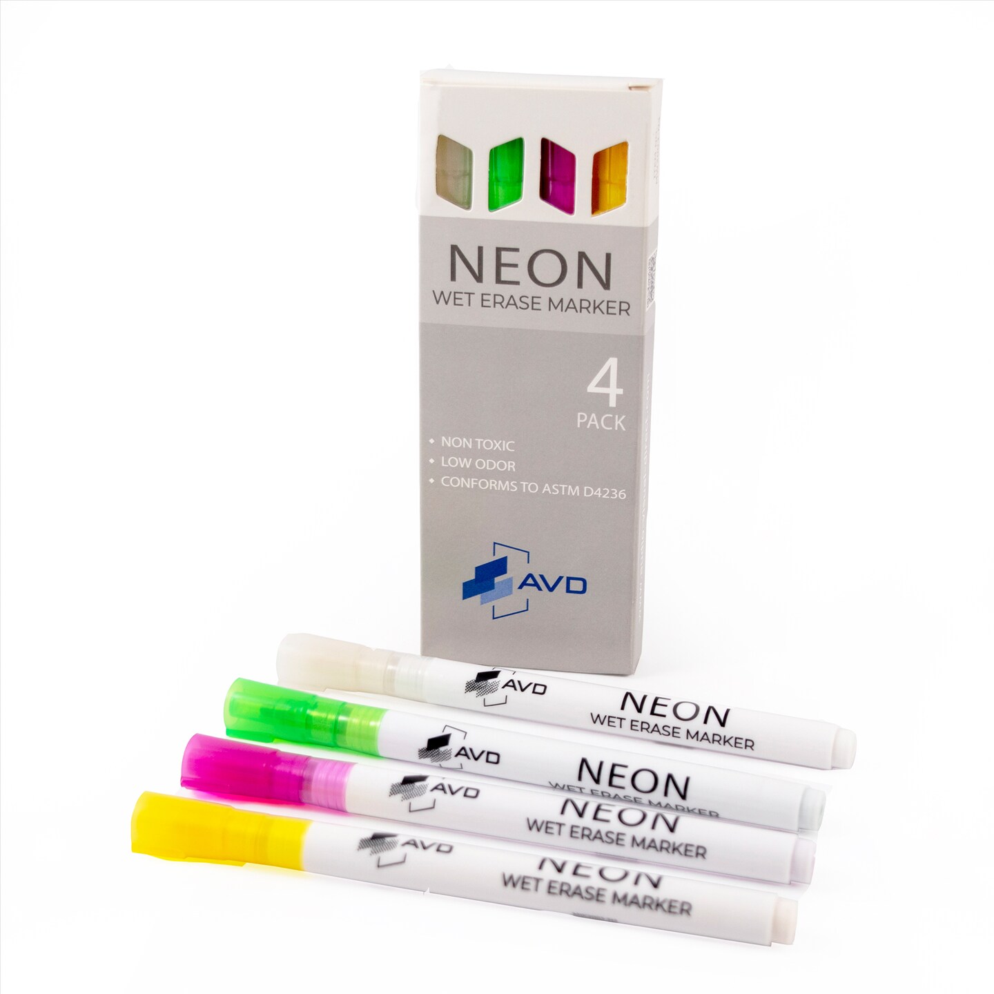 Audio-Visual Direct Neon Wet Erase Markers, Set of 4