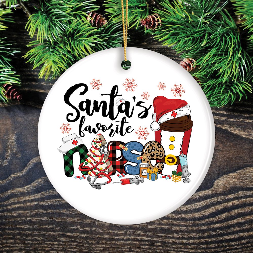 Santa&#x27;s Favorite Nurse Christmas Ornament Bundle Set of Four