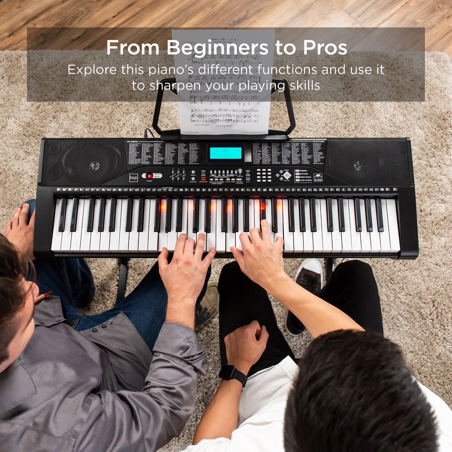 Best Choice Products 61-Key Beginners Complete Electronic Keyboard Piano Set w/ LCD Screen, Lighted Keys
