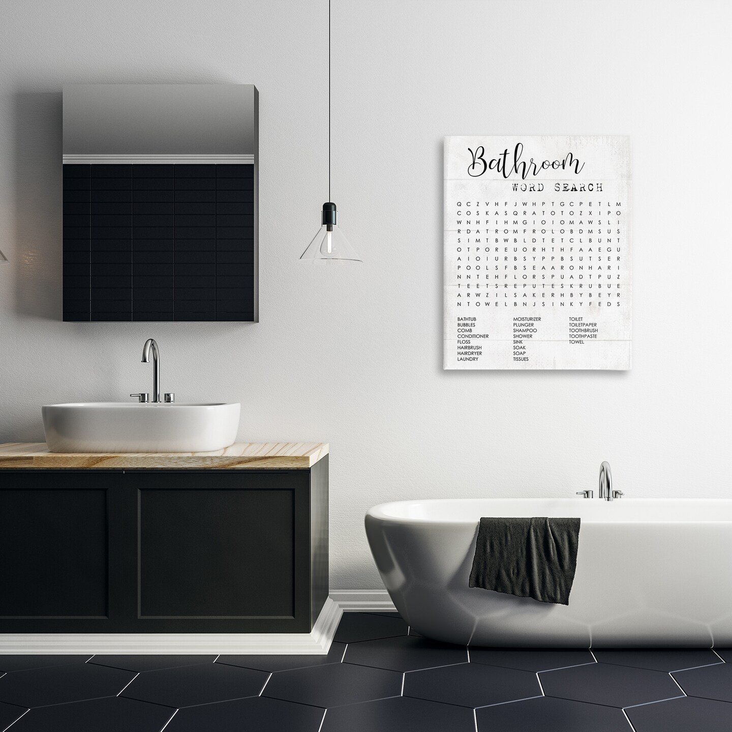 Stupell Industries Bathroom Word Search Family Fun Canvas Wall Art