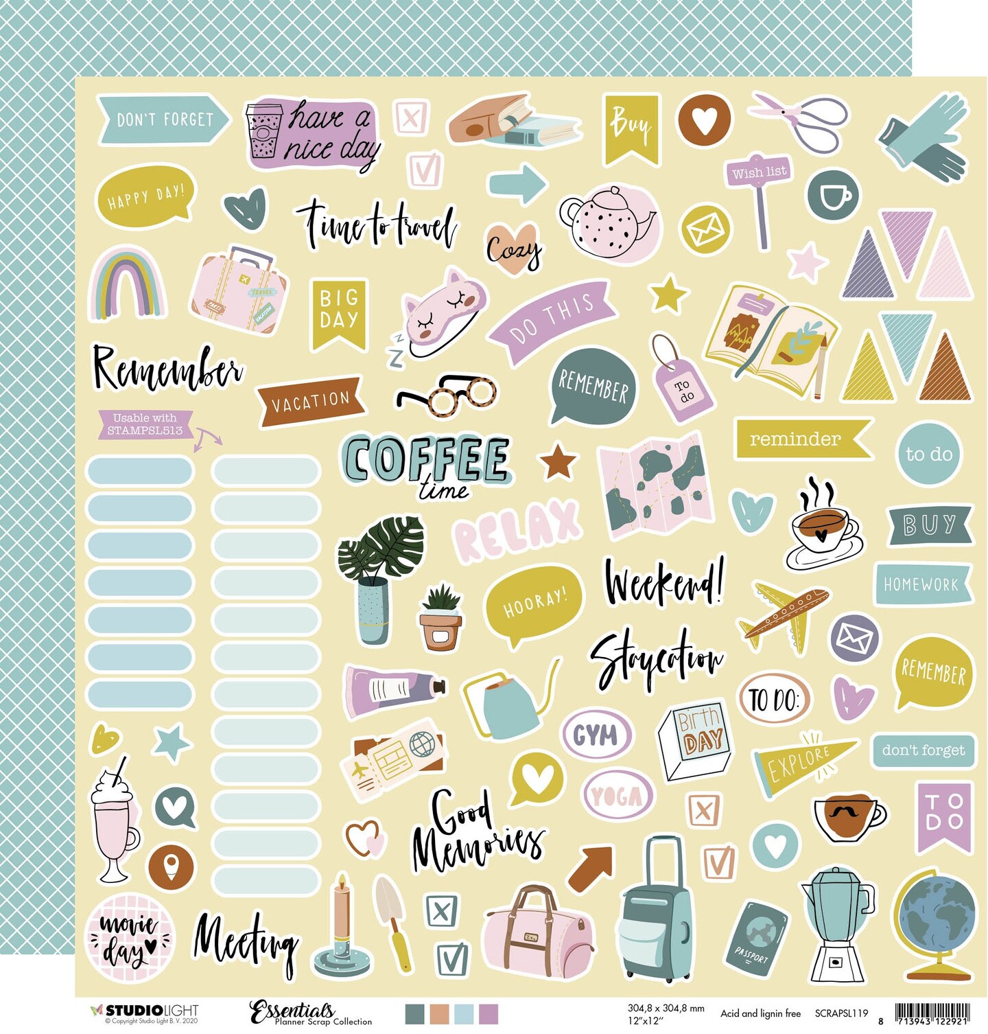 Essentials Planner Scrap Double-Sided Cardstock 12&#x22;X12&#x22;-NR. 119
