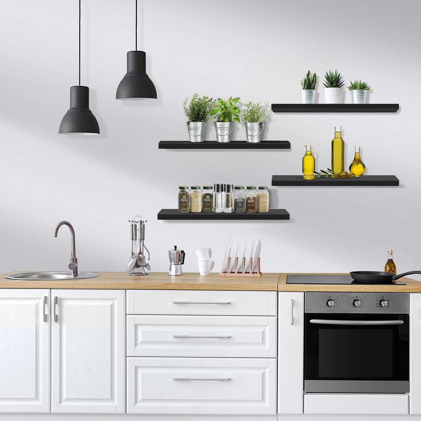 Sorbus 4 Pack Floating Shelves, Wall Shelves Home Decor, Farmhouse Style, 24 x 9 Inch Wall Mounted Floating Shelves