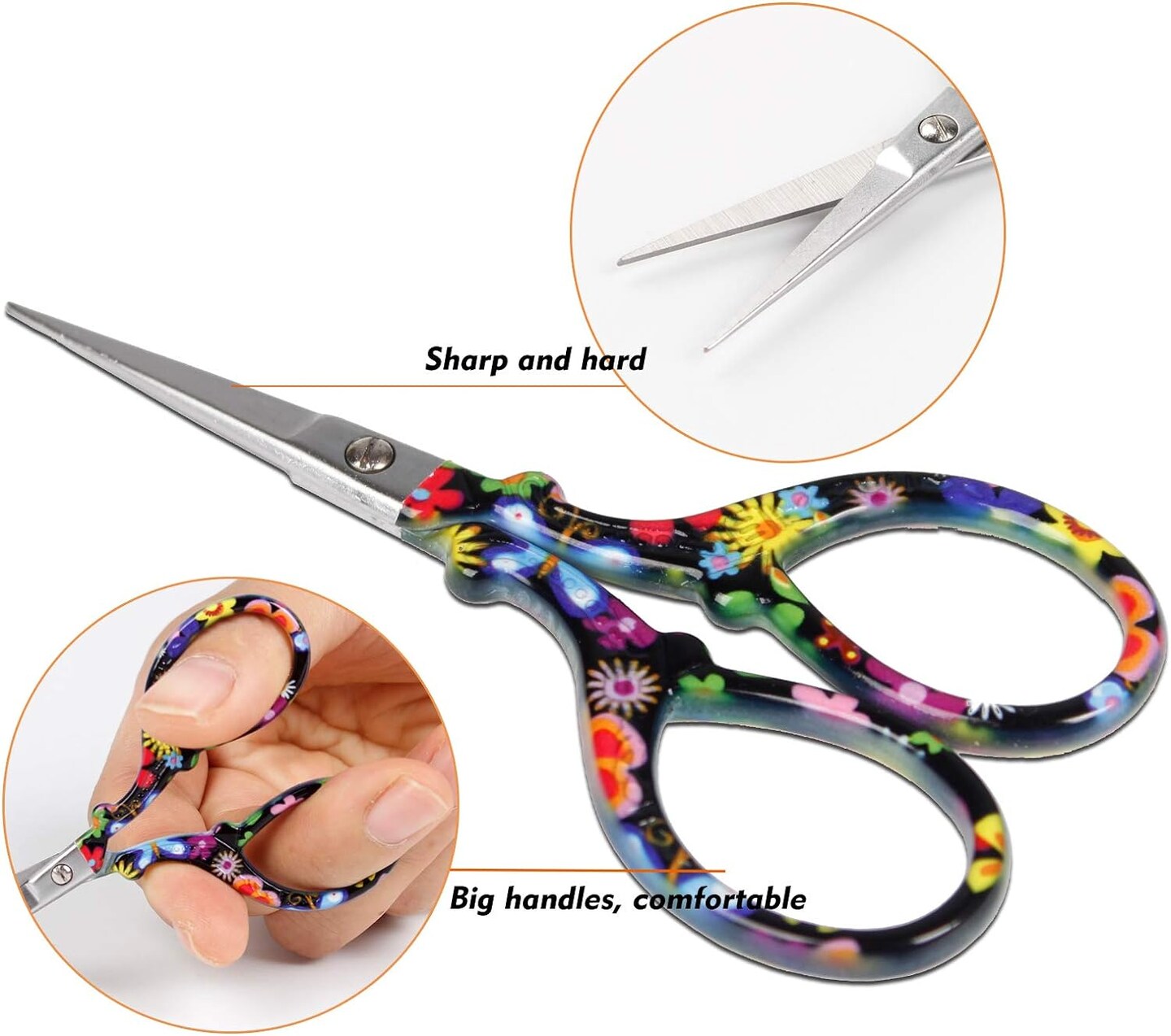 Sewing scissors sharp embroidery crafting threading scissors with leather scissor cover for needlework craft art work manual handicraft diy tool