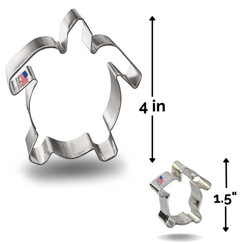 Sea Turtle Cookie Cutter 2 Pc Set. USA Tin Plate Steel - By CookieCutter.Com