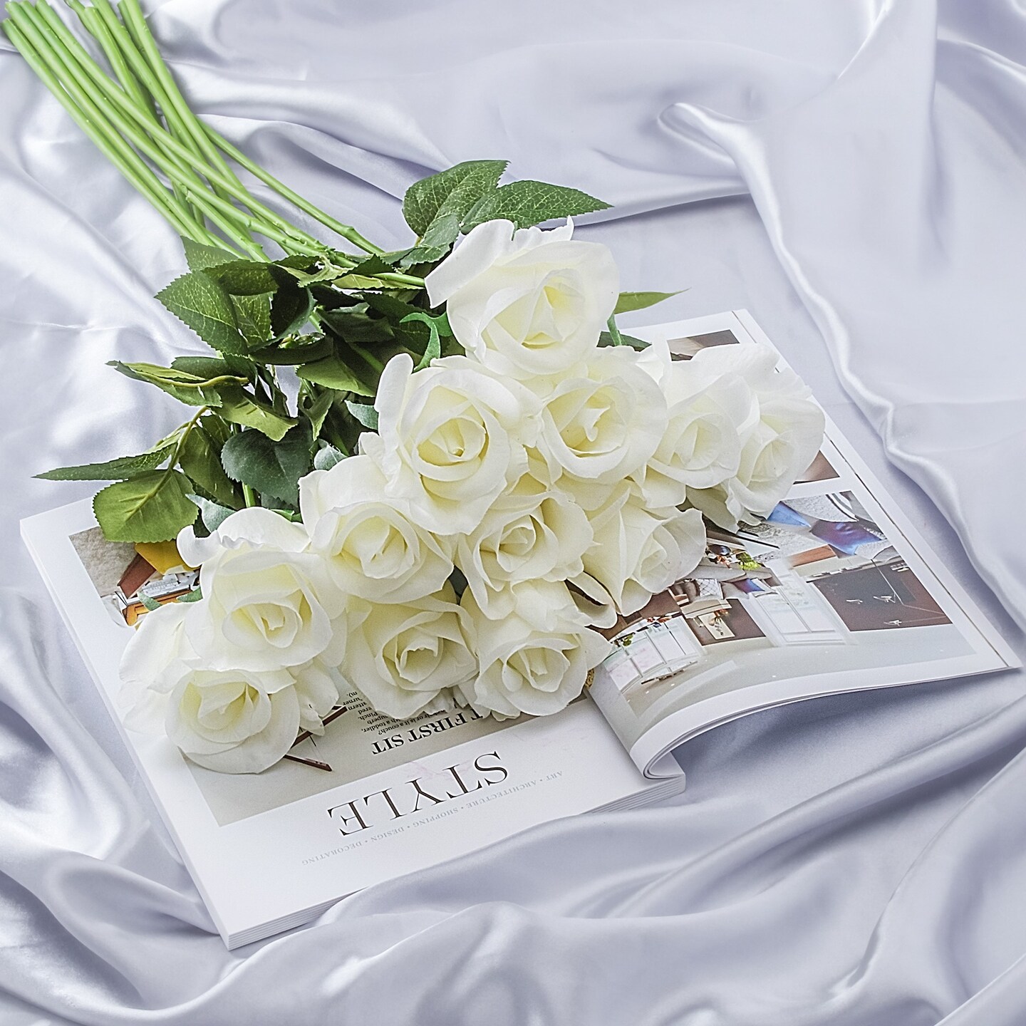 Roses Real-Touch Artificial Flowers 22&#x201D; Long Stems, 12pcs