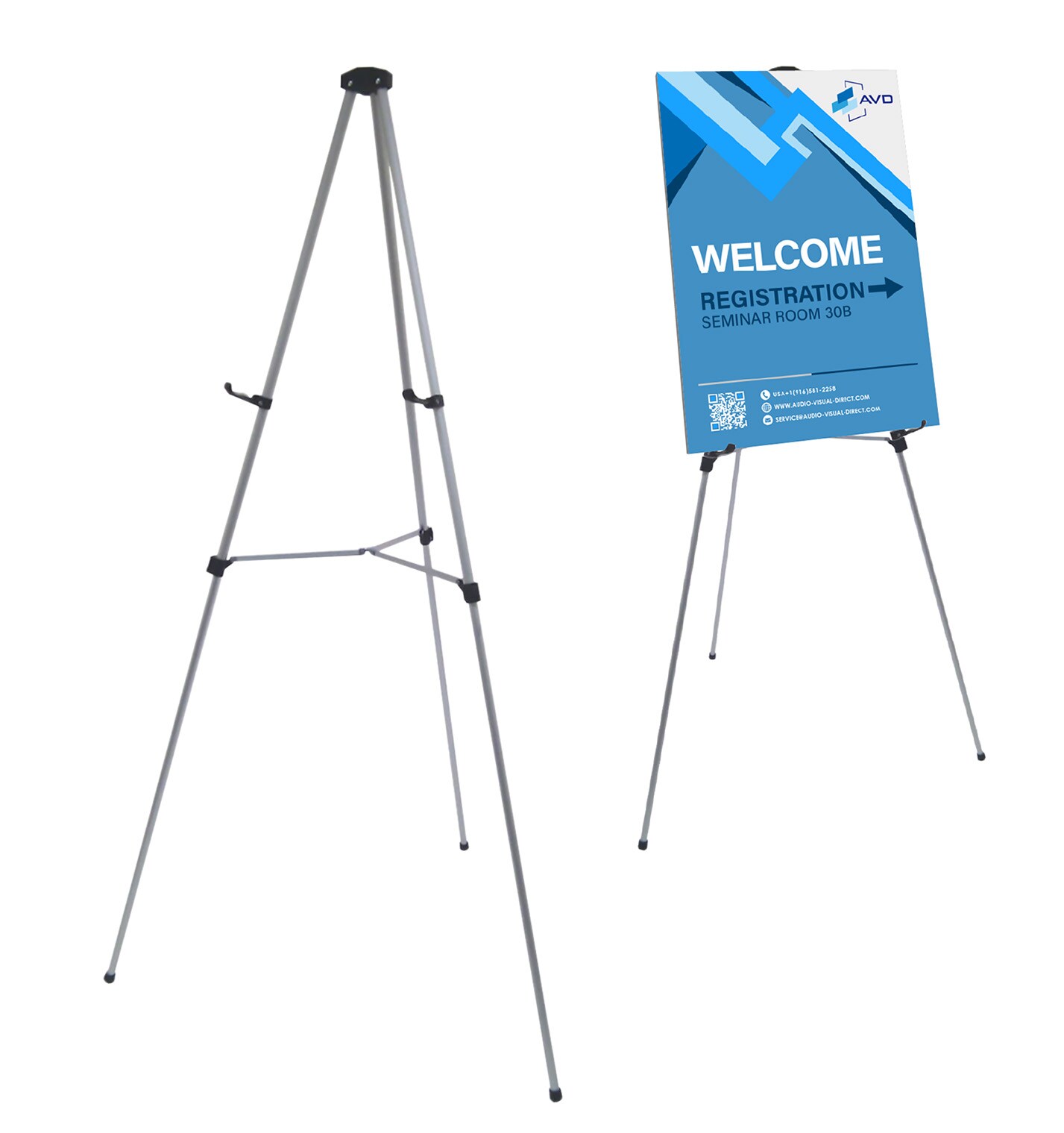 Audio-Visual Direct Lightweight Aluminum Telescoping Display Easel, 70 Inches, Silver