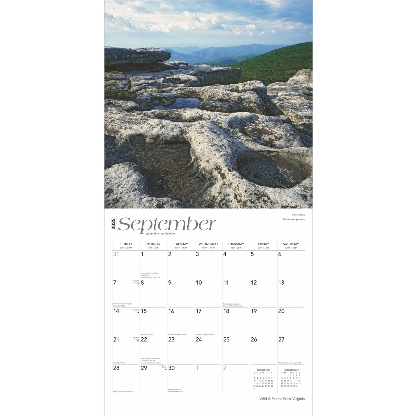 West Virginia Wild &#x26; Scenic | 2025 12 x 24 Inch Monthly Square Wall Calendar | Plastic-Free | BrownTrout | USA United States of America Southeast State Nature