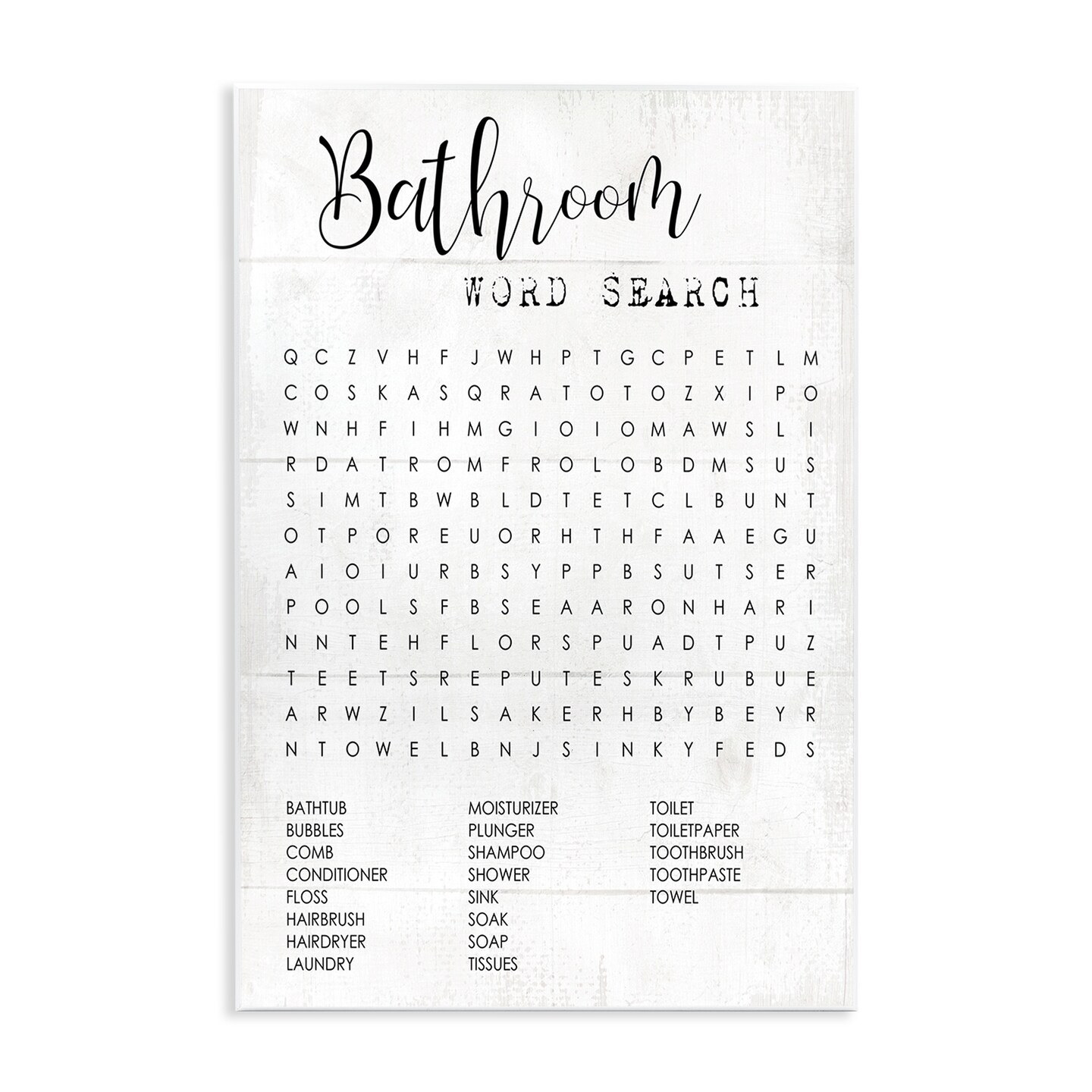 Stupell Industries Bathroom Word Search Family Fun Wall Plaque Art