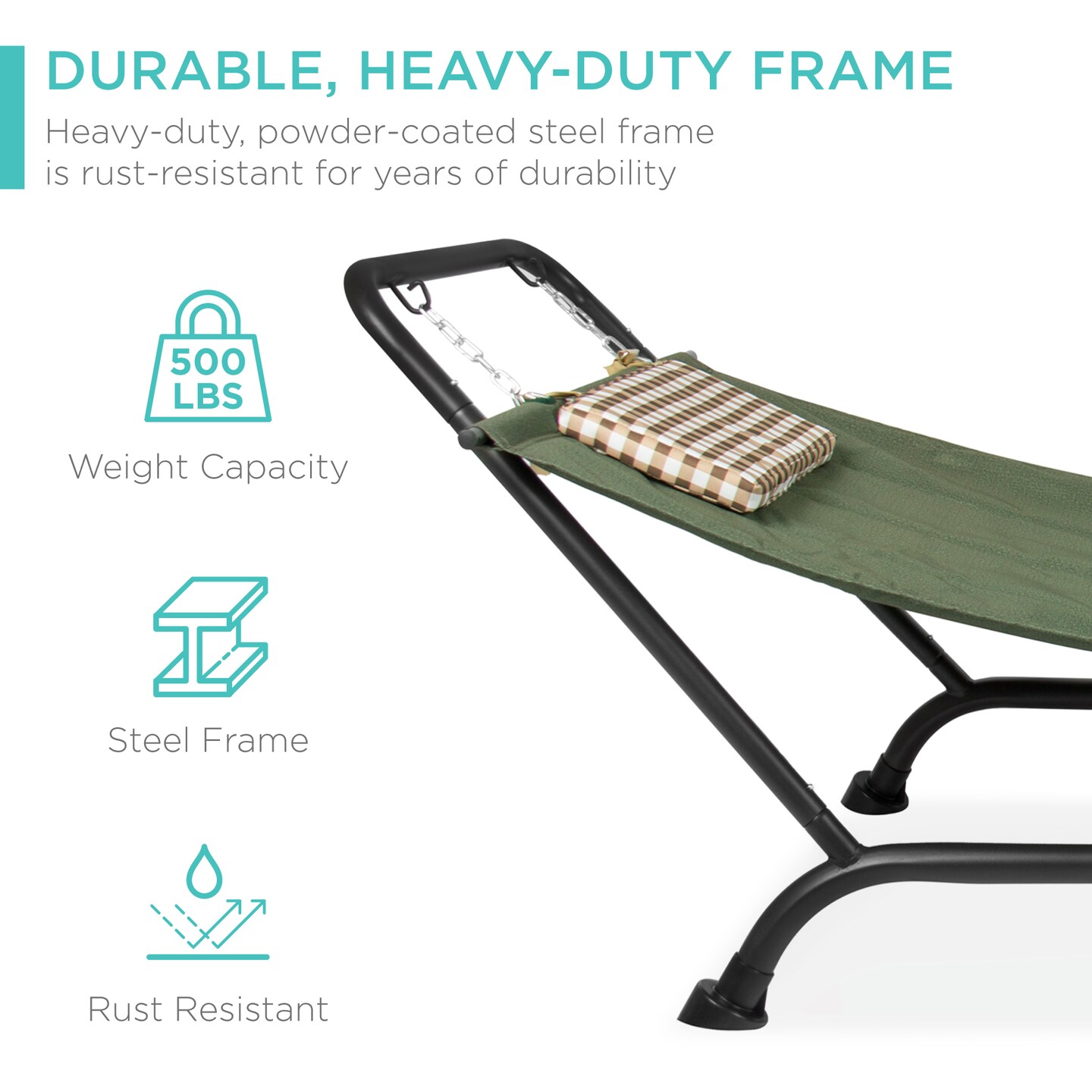 Best Choice Products Outdoor Patio Hammock Bed with Stand, Pillow, Storage Pockets, 500LB Weight Capacity