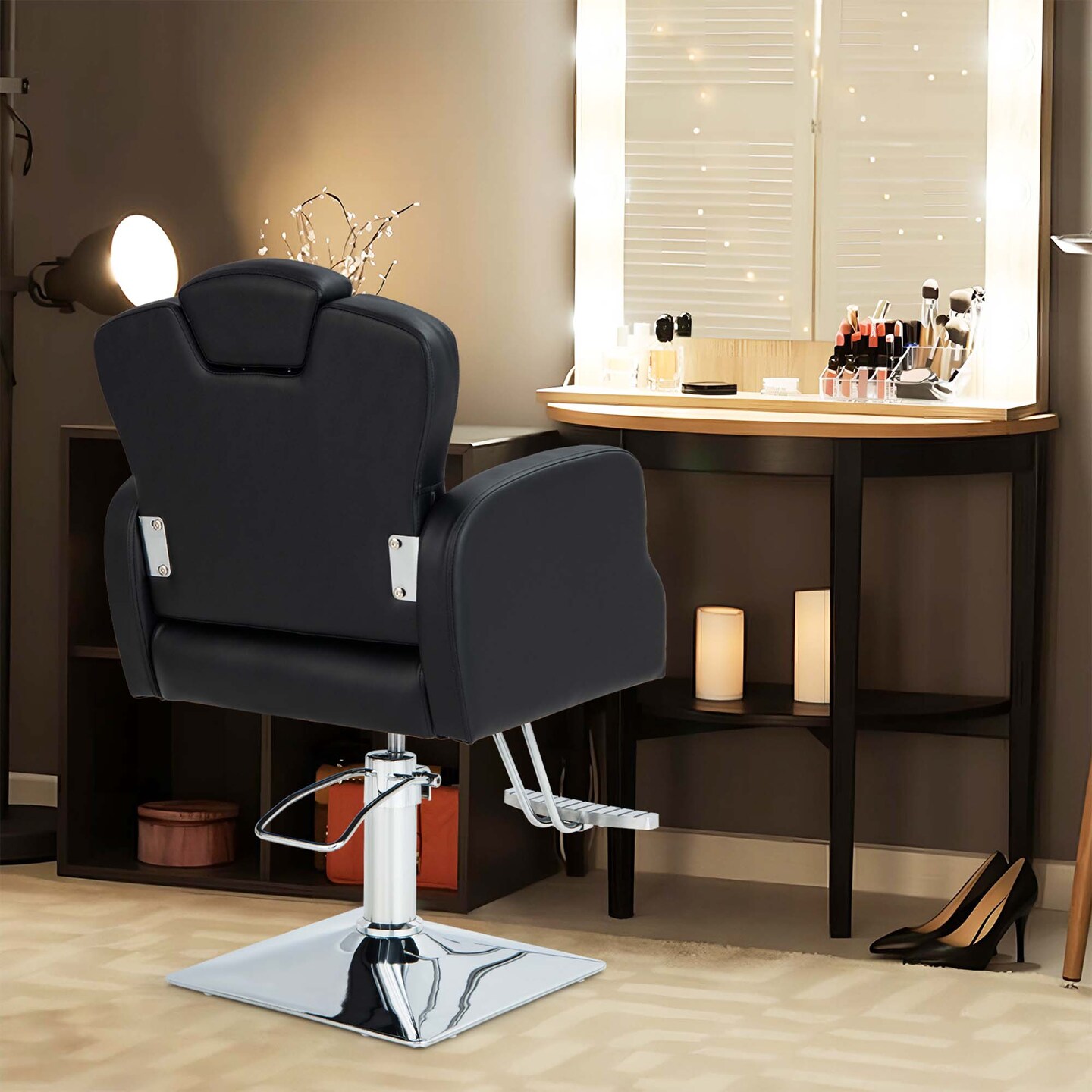 Costway Hydraulic Barber Chair 360 Degrees Swivel Salon Chairs with Adjustable Headrest
