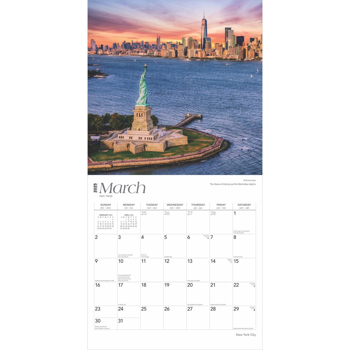 New York City | 2025 12 x 24 Inch Monthly Square Wall Calendar | Foil Stamped Cover | Plastic-Free | BrownTrout | USA United States of America NYC State Northeast