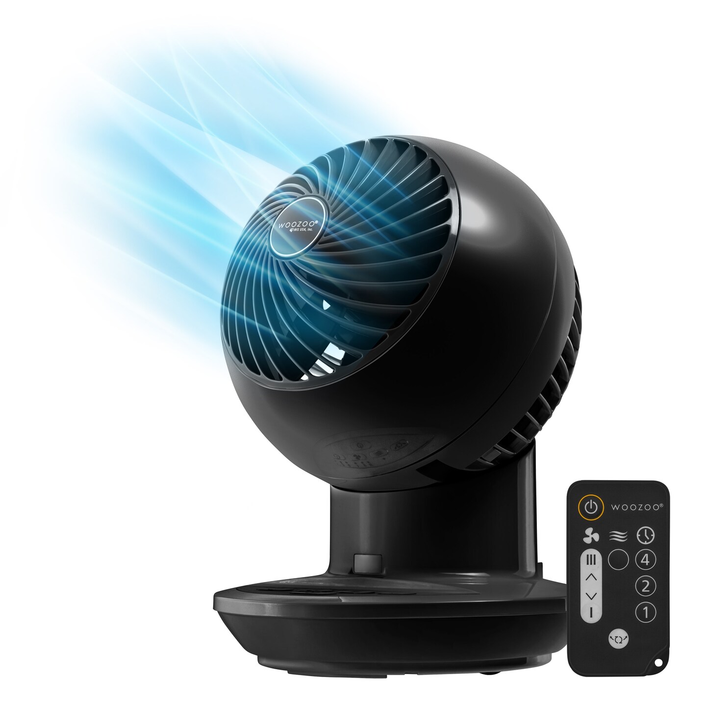 IRIS USA, WOOZOO Oscillating Fan with Remote &#x26; Timer, 3 Speed Settings, Black