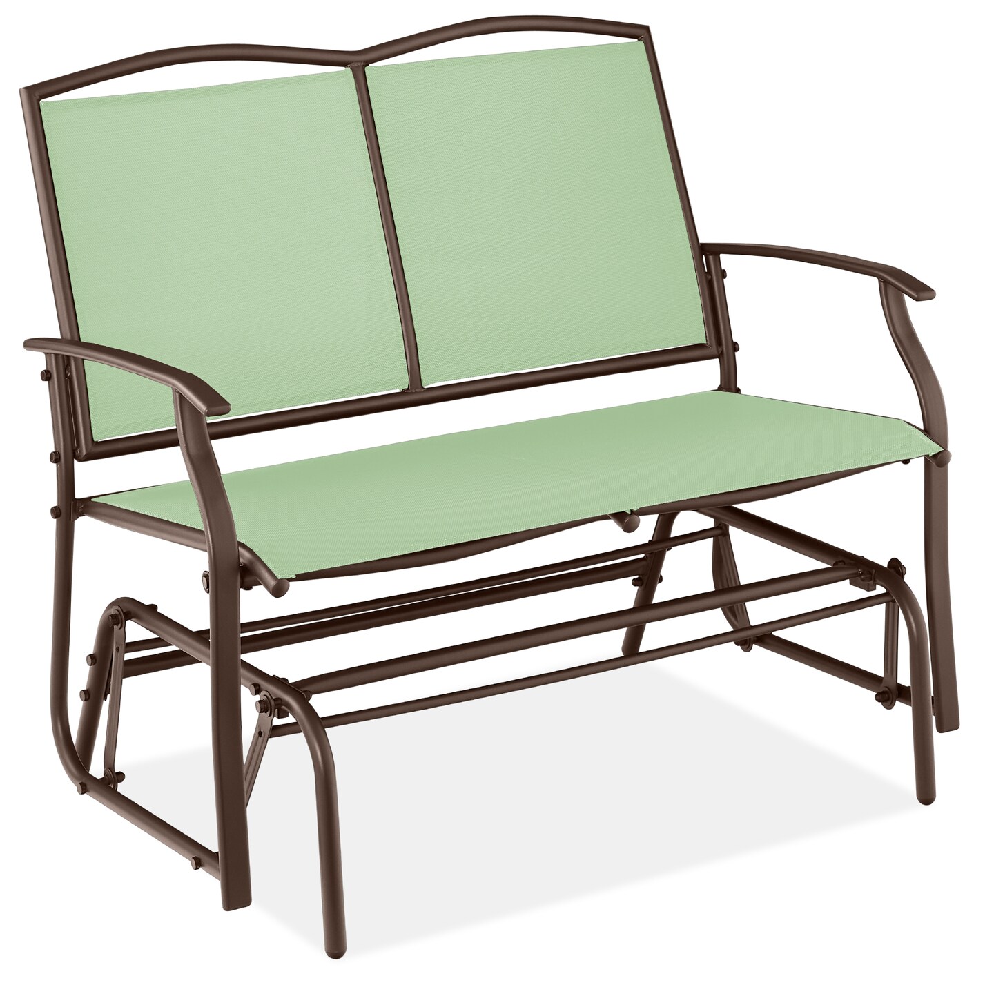 Best Choice Products 2-Person Outdoor Swing Glider, Steel Patio Loveseat, Bench Rocker w/ Armrests