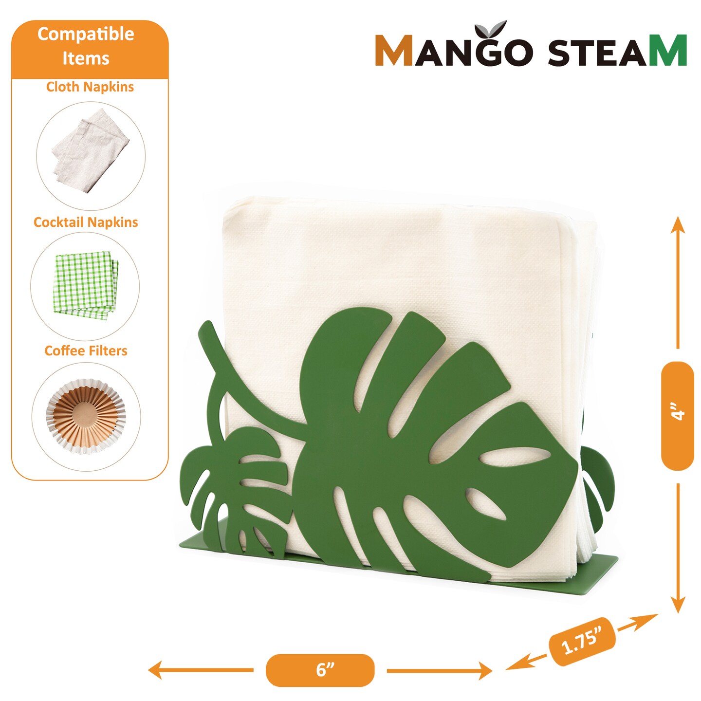 Mango Steam Tabletop Leaf Napkin Holder for Home, Kitchen