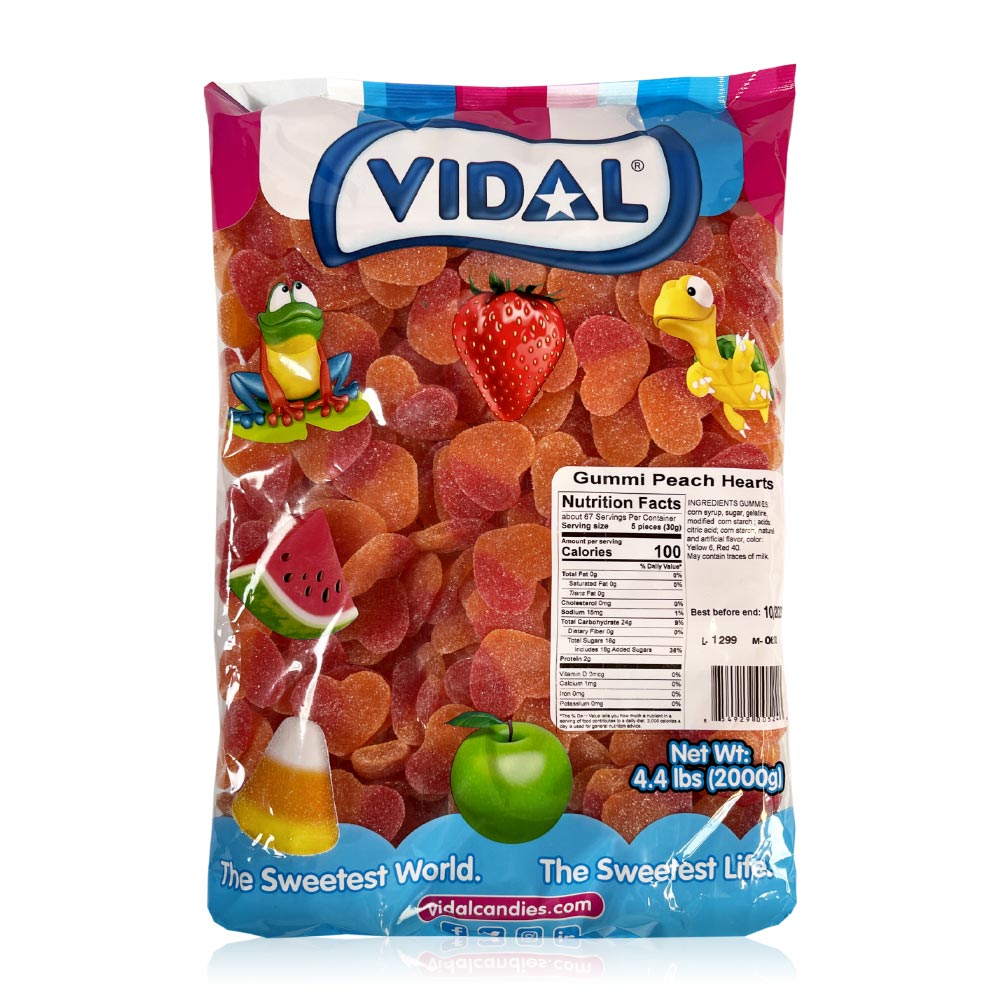 Vidal Peach Hearts 4.4 lb Sugared