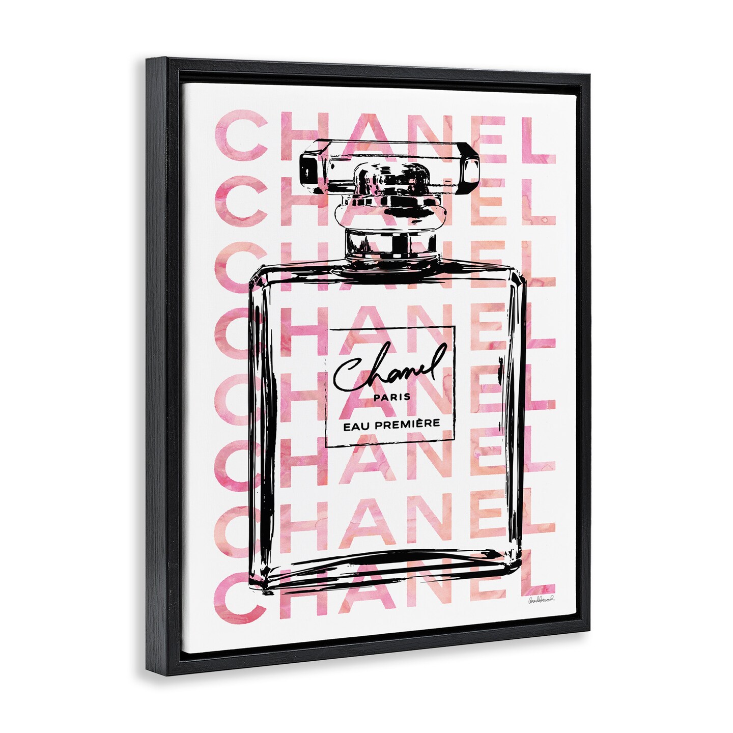 Stupell Industries Glam Perfume Bottle Brand Text Framed Floater Canvas Wall Art
