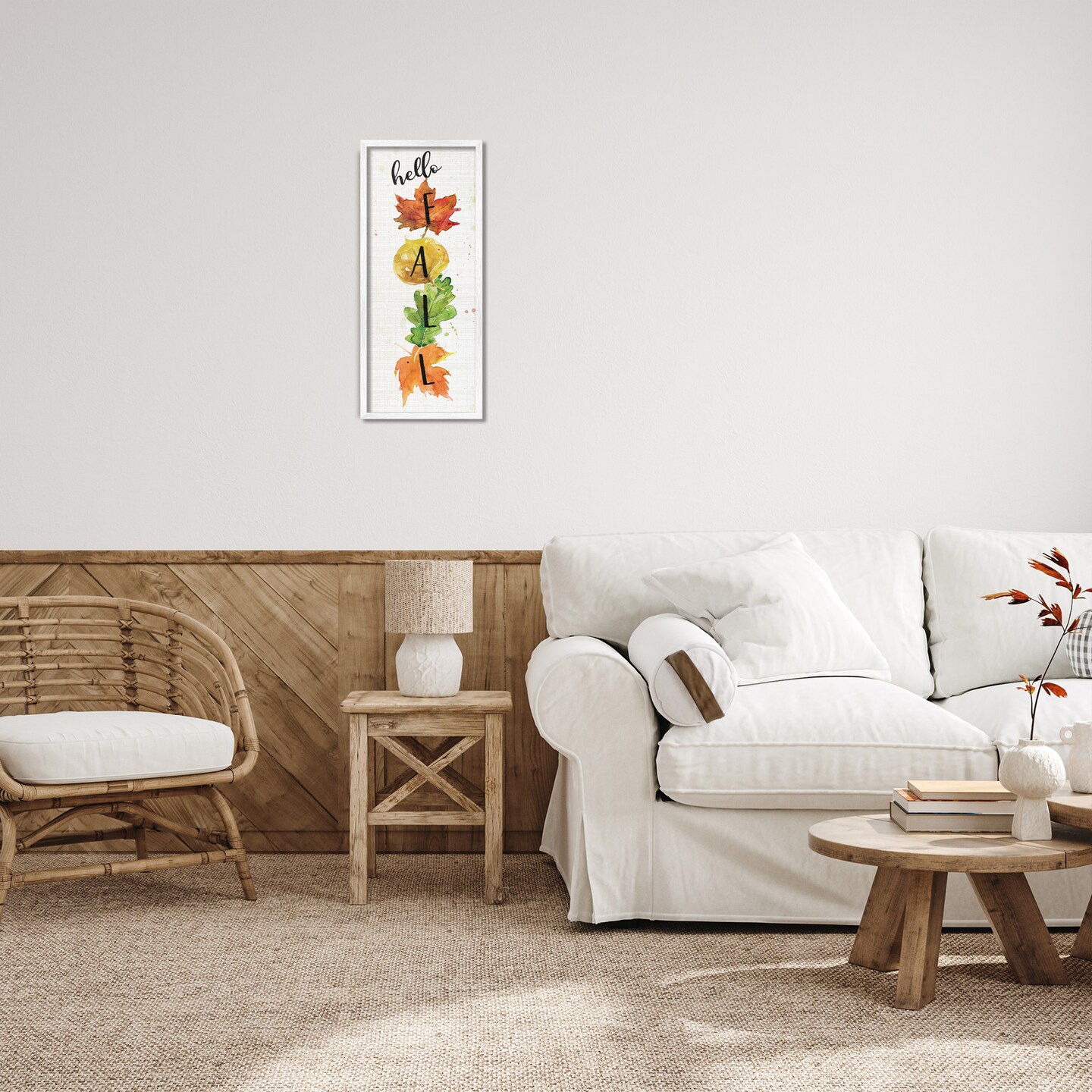 Stupell Industries Hello Fall Autumn Greeting Framed Giclee Art