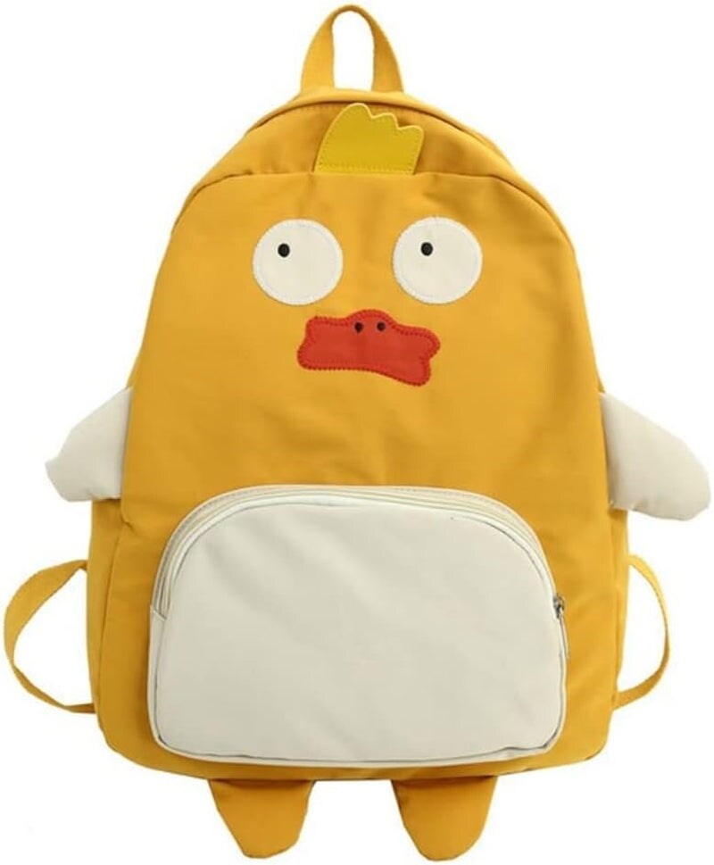 Kawaii Frog Large Novelty Backpack Girl Boy Teen Cute Fuuny Panda Animal High School Backpack Laptop Waterproof Bookbag (Duck)