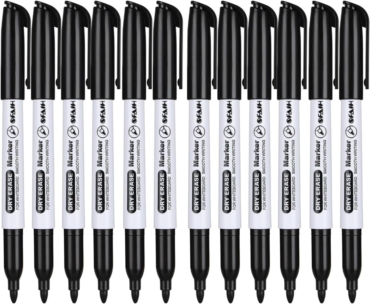 Dry Erase Markers Fine Tip - 6 Pack Whiteboard Markers Dry Erase for Kids Adult Low Odor, Black Dry Erase Markers Fine Point for Home Classroom