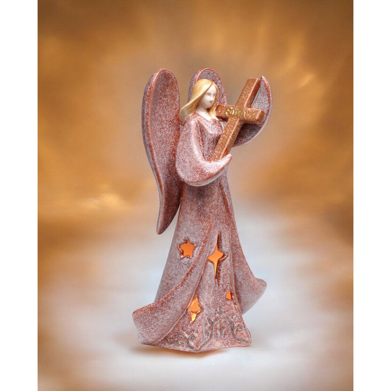 Ceramic Angel Candle Holder 8 7/8&#x22;Mom Cross